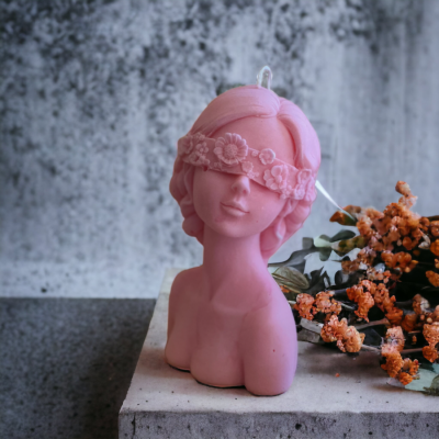 blind lady:flower lady candle:lady:head candle:large :pillar:candles:swirl:wedding:sets:decoration:yankee:anniversary:homedecor:aromatherapycandles Eirene – Goddess of Soft Power