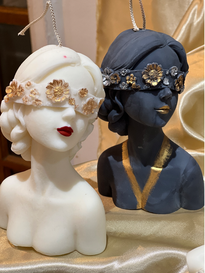 blind lady:flower lady candle:lady:head candle:large :pillar:candles:swirl:wedding:sets:decoration:yankee:anniversary:homedecor:aromatherapycandles6 Eirene – Goddess of Soft Power