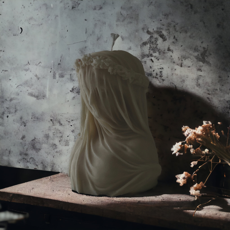lady veiled:large :pillar:candles:swirl:wedding:sets:decoration:yankee:anniversary:homedecor:aromatherapycandles Veiled Soul – Sculptural Bust Candle