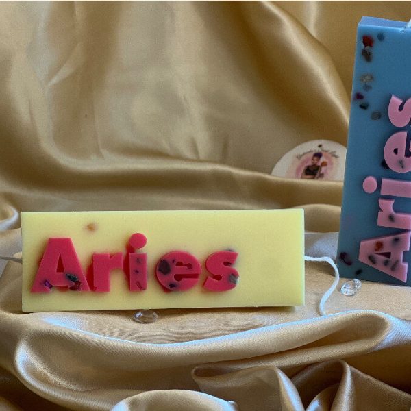 zodiac signs candle with crystals aries Horoscope Candle