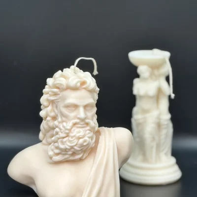 Zeus sculptural candle handmade Greek god bust soy wax candle UK