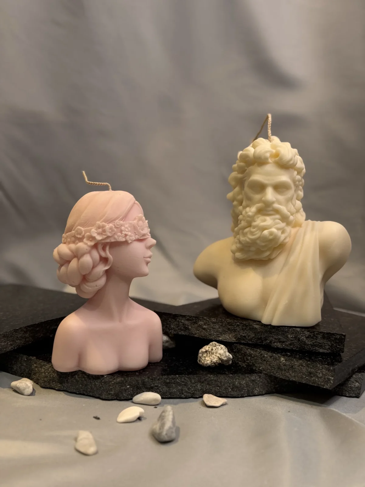 Zeus sculptural candle handmade Greek god bust soy wax candle UK