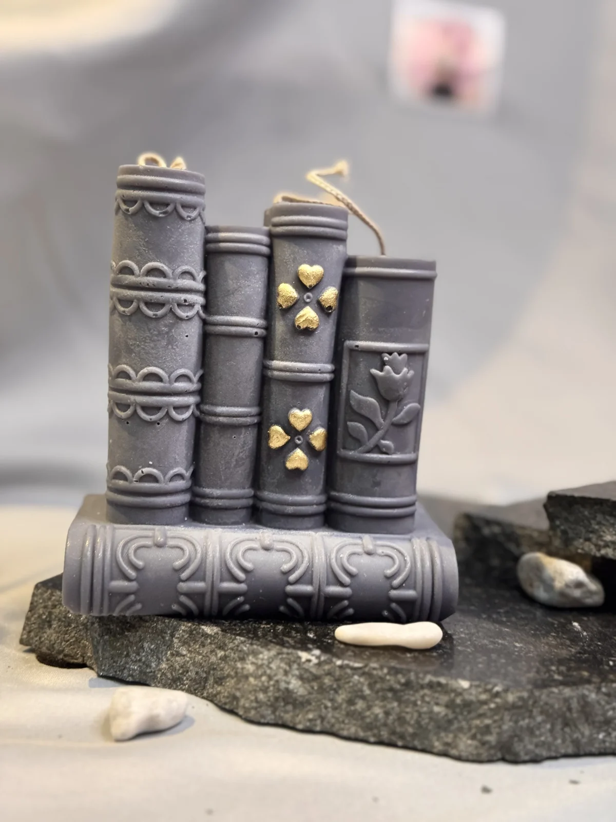 Chronicle – Book Candle book candle UK handmade soy wax stacked books candle