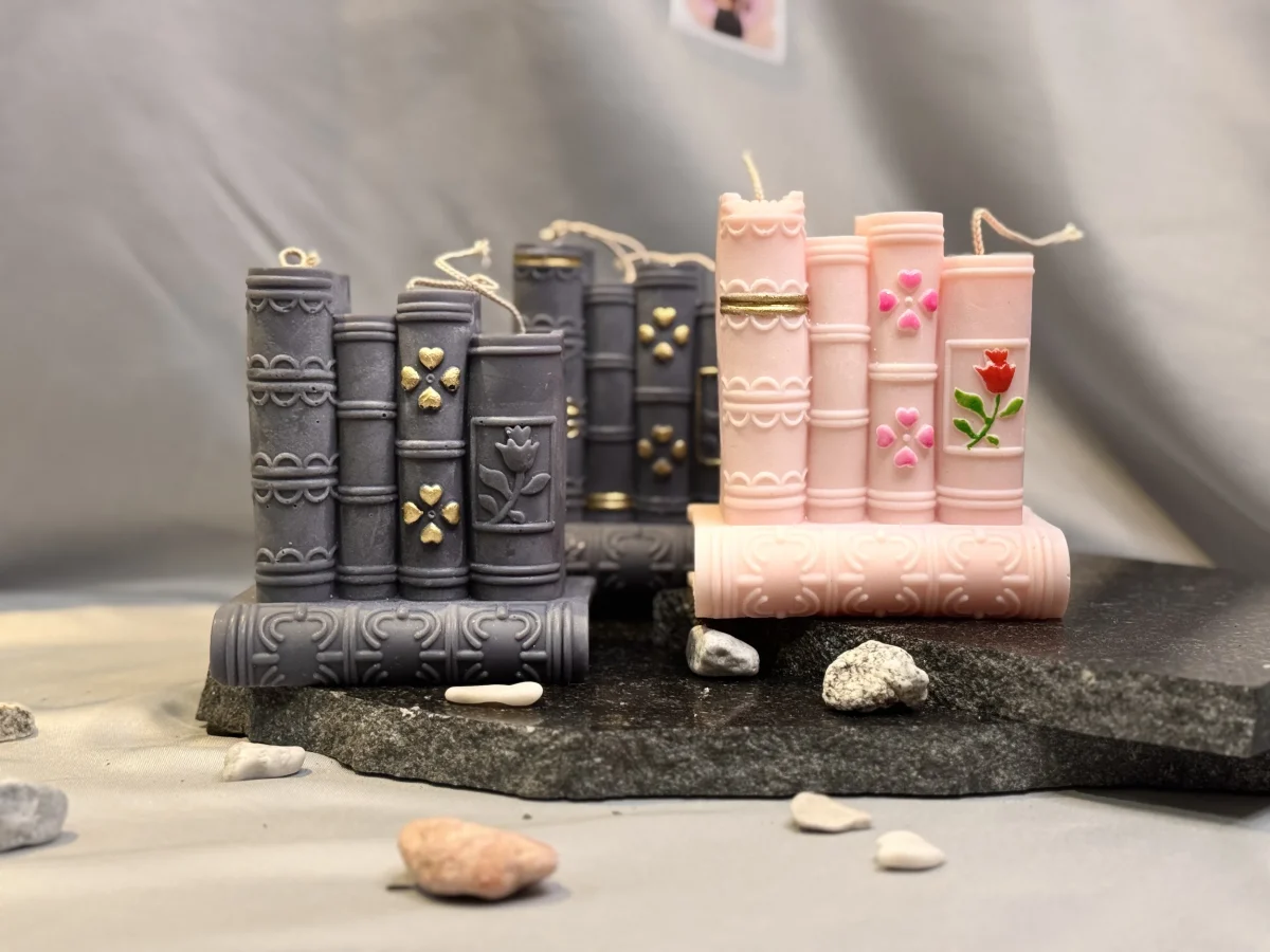 Chronicle – Book Candle book candle UK handmade soy wax stacked books candle