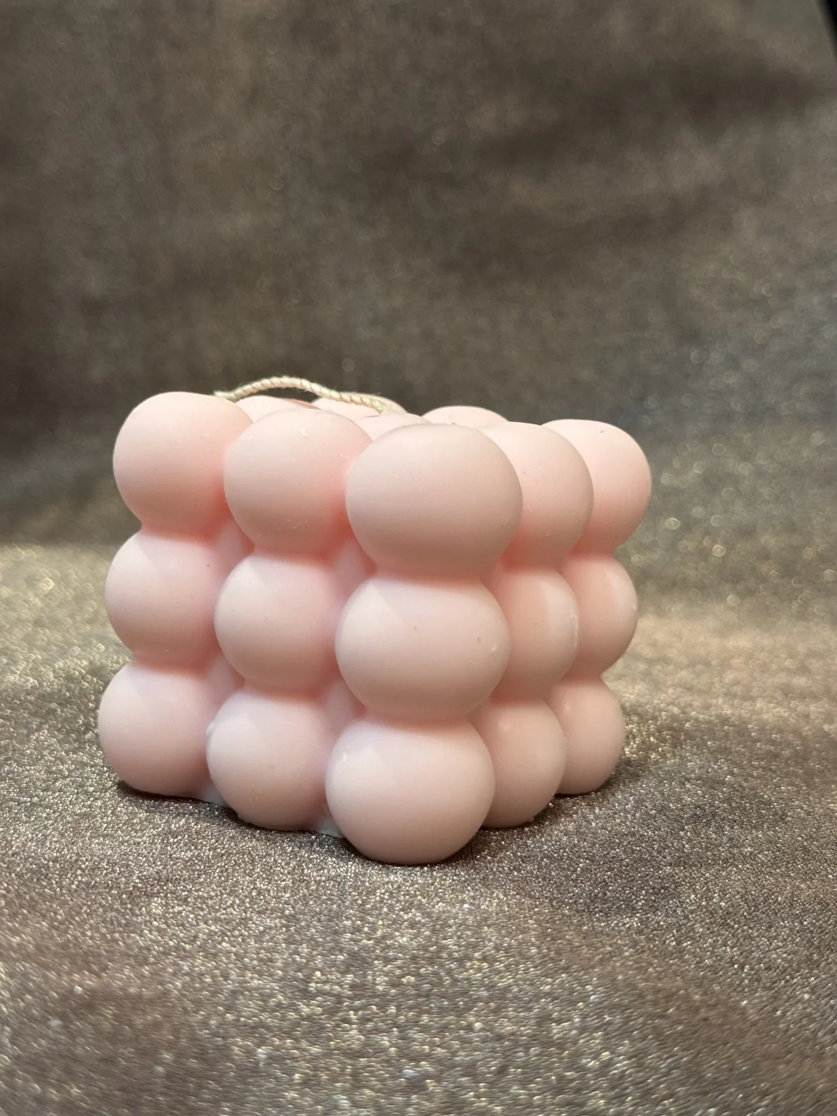 Blush Bubble Candle bubble cube candle handmade pink sculptural soy wax candle UK