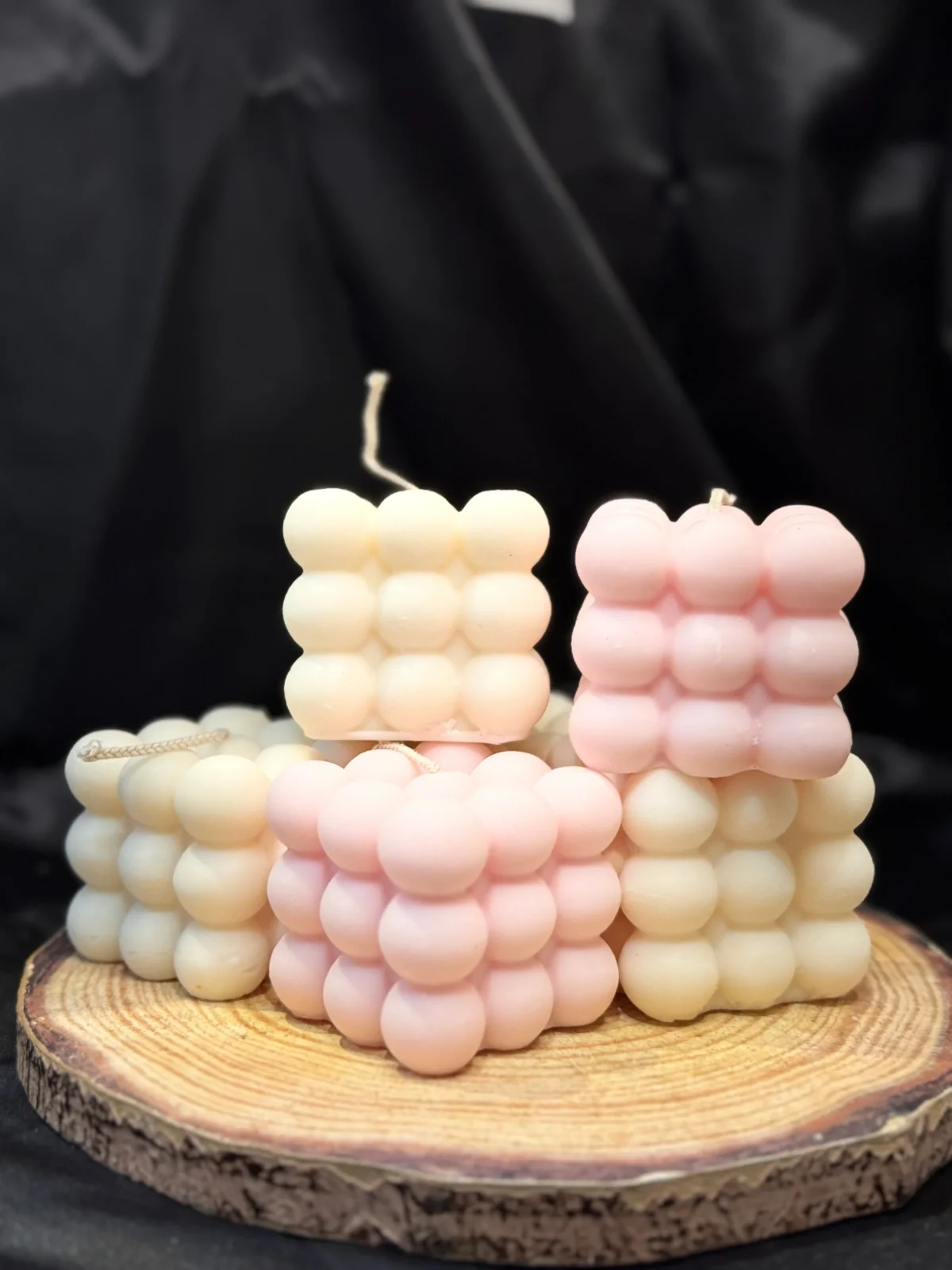 Blush Bubble Candle bubble cube candle handmade pink sculptural soy wax candle UK