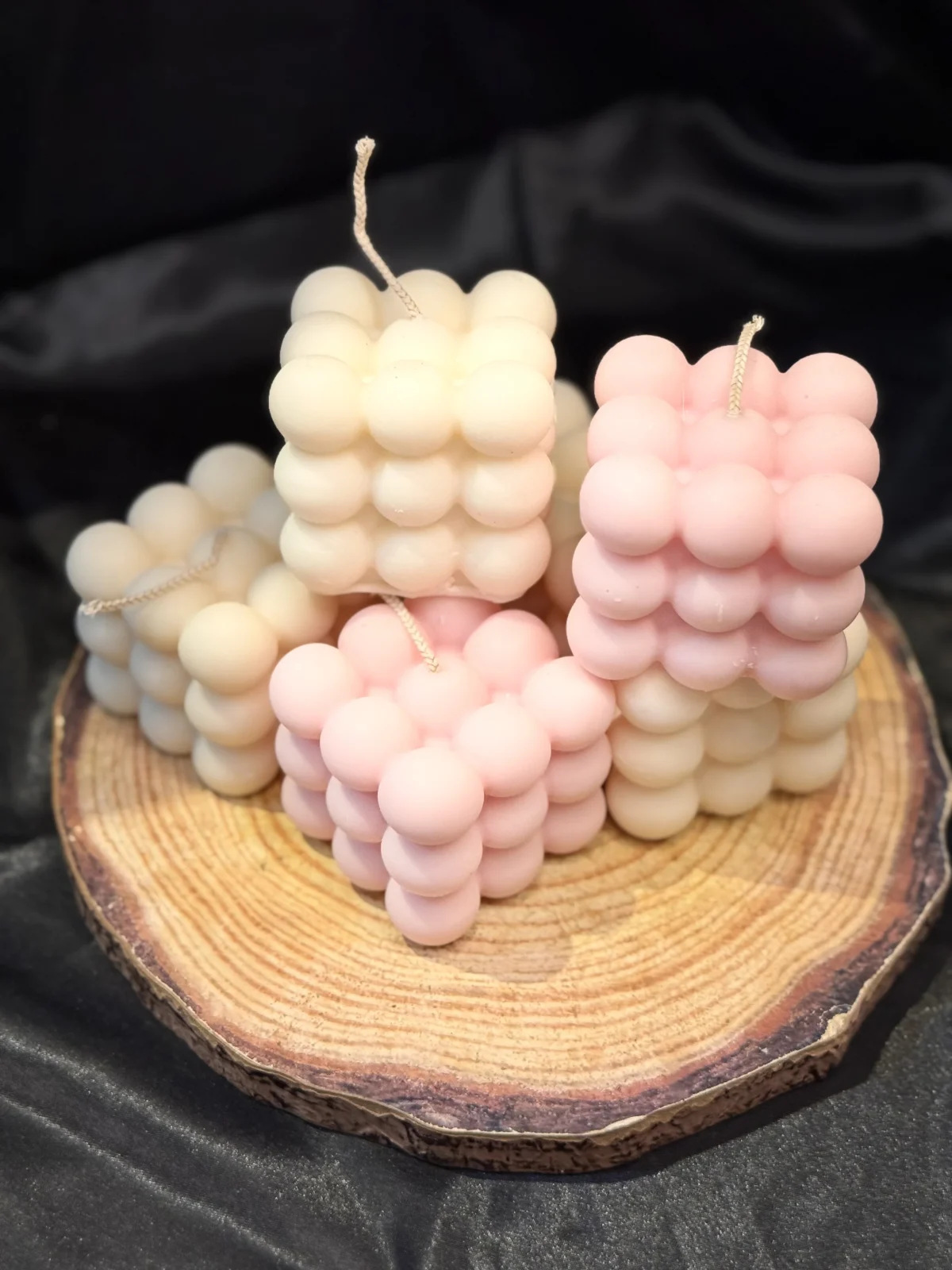 Blush Bubble Candle bubble cube candle handmade pink sculptural soy wax candle UK
