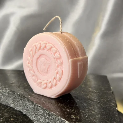 Mini Designer Bag Sculptural Candle luxury mini designer bag sculptural candle handmade pink soy wax fashion inspired candle UK