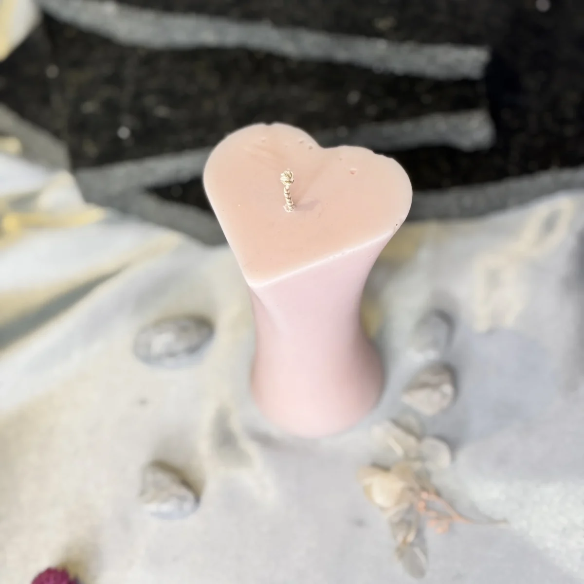 heart sculptural candle handmade pink soy wax romantic candle UK