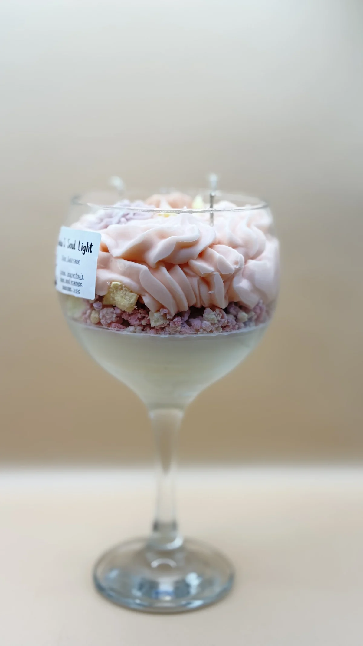 Strawberry dessert candle in gin glass handmade soy wax candle UK