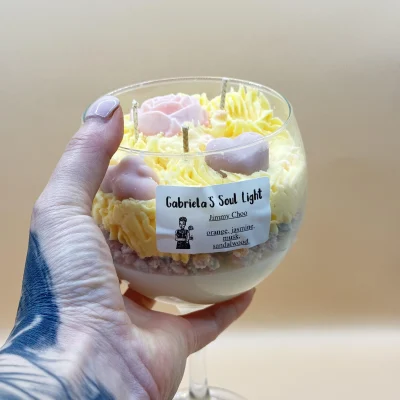 Personalised Strawberry Dessert Candle – Handmade Soy Wax Candle Strawberry dessert candle in gin glass handmade soy wax candle UK – personalised candles aromatherapy