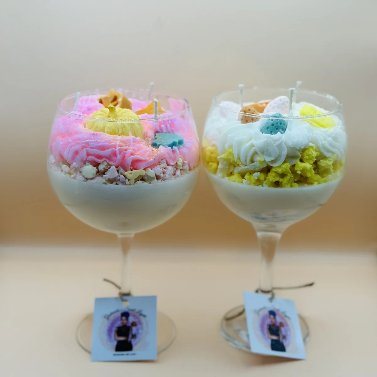 Strawberry dessert candle in gin glass handmade soy wax candle UK