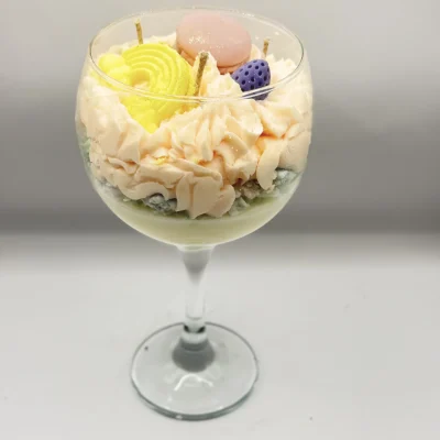 Personalised Strawberry Dessert Candle – Handmade Soy Wax Candle Strawberry dessert candle in gin glass handmade soy wax candle UK