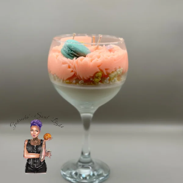 Strawberry dessert candle in gin glass handmade soy wax candle UK